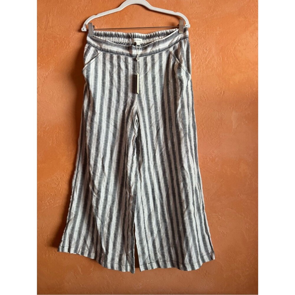 Max Studio NWT Striped Gauze Wide Leg Crop Pants Size L